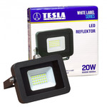 Tesla FL132065-6 - LED reflektor, 20W, 1800lm, 230V, 6500K, 25 000h, CRI >70, IP65, 110°